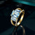 Trio Blue Topaz & Diamonds Gold Ring