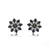 Flower Smoky Quartz and Black Spinel Stud Silver Earrings