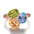 Gold Plated Silver Cocktail Ring with Citrine, Green Peridot and Blue Topaz
