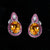 Luxury Orange and Pink Sapphire Stud Silver Earrings