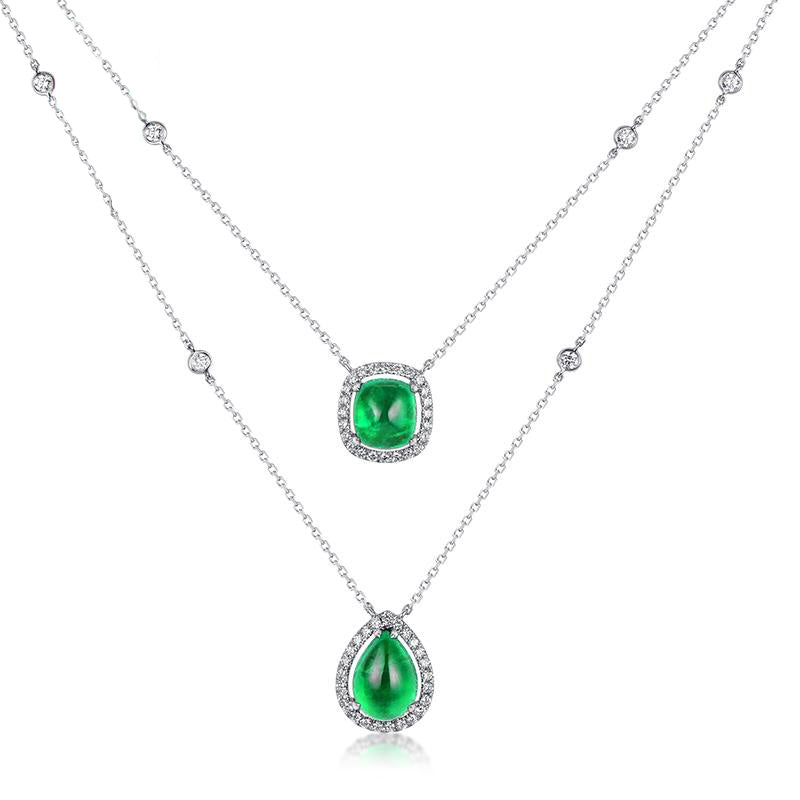 45 Carat Emerald and Diamond Necklace w/ White Gold