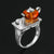 Handmade Sterling Silver Tea Lover Ring with Natural Amber