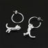 Handmade Swinging Cat Sterling Silver Hoop Earrings