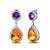 Exquisite9.80ct Citrine & Amethyst & Diamonds Gold Earrings