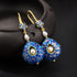 Hand crafted silver cloisonne earnings with pearls