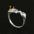 Hummingbird and Gold Heart of Calla Lily Ring