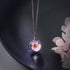 Hand crafted real peach blossom flower silver necklace