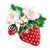 Red Strawberry with Flower Brooch
