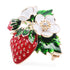 Red Strawberry with Flower Brooch