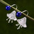 Handmade Lapis Lazuli and Natural Crystal Flower Silver Earrings