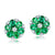 Real Emerald and Diamond Gold Stud Earrings 
