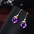 Luxurious 9ct Cushion Amethyst/Citrine & Diamonds 14k Gold Earrings