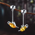 Handmade Amber Tea Lover Dangle Earrings