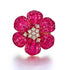 8.10ct Natural Ruby and Diamonds Gold Flower Ring