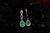 White Gold Water Drop Emerald and Diamond Earrings
