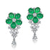 Emeralds and Diamonds Flower Drop Earrings